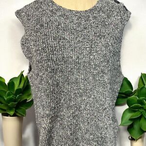 Michael Stars LA Black Multi Tweed Pullover Ribbed Knit Sweater Vest Sz L